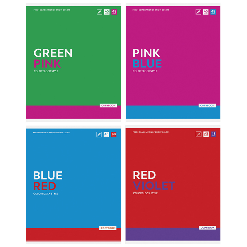 Тетрадь 48л., А5, клетка ArtSpace "Моноколор. Colorblock"