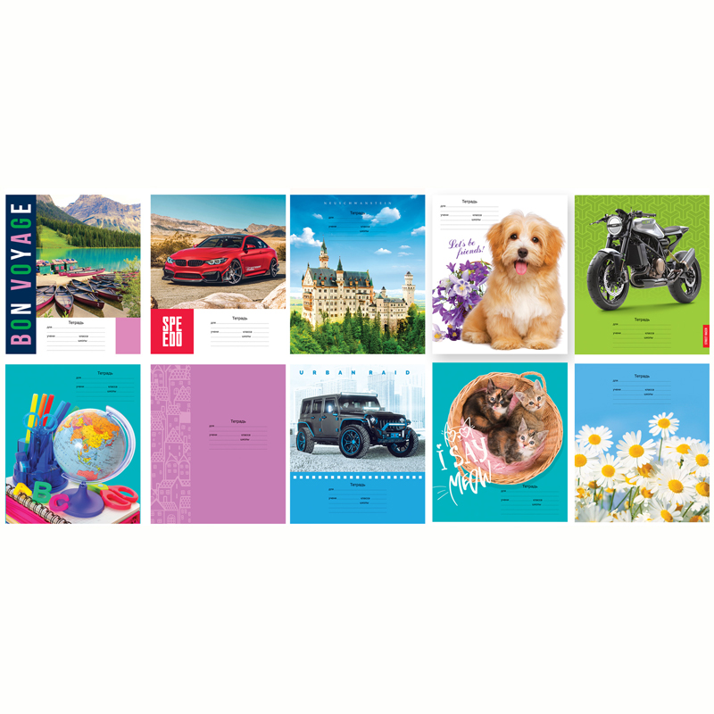 Тетрадь 18л., линия BG "Super-Mix-6", 10 дизайнов, 70г/м2