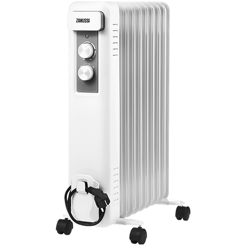 Радиатор масляный Zanussi ZOH/CS-09W, 2000Вт, 9 секций, до 25м2, механич. тип, белый (ПОД ЗАКАЗ)