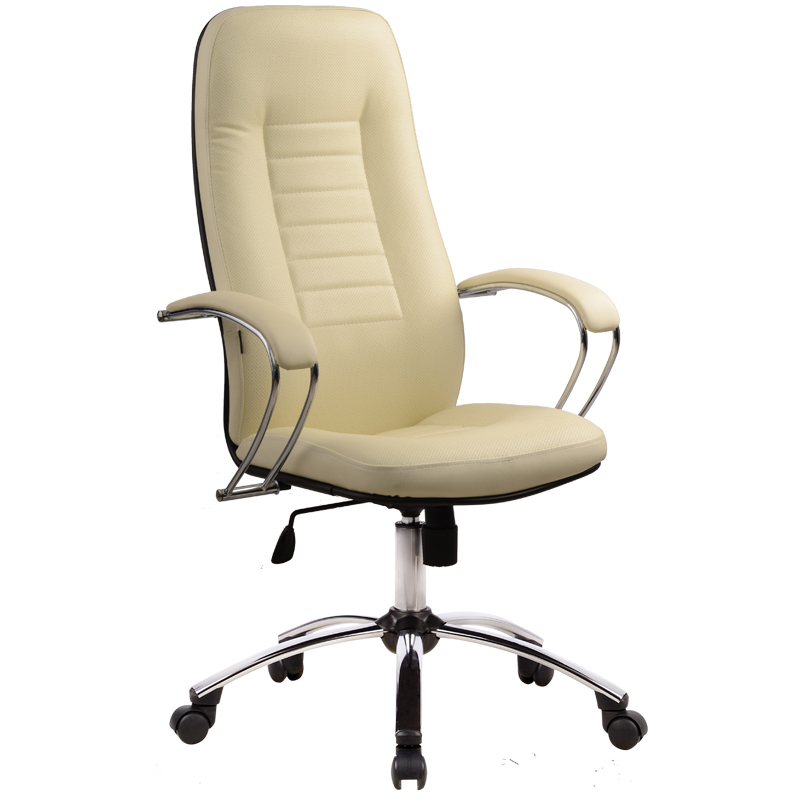 Кресло руководителя Метта "Business" BK-2 CH, кожа беж."NewLeather" №720, мех. качания