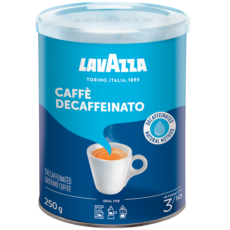 Кофе молотый Lavazza "Caffe Decaffeinato", жестяная банка, 250г, без кофеина