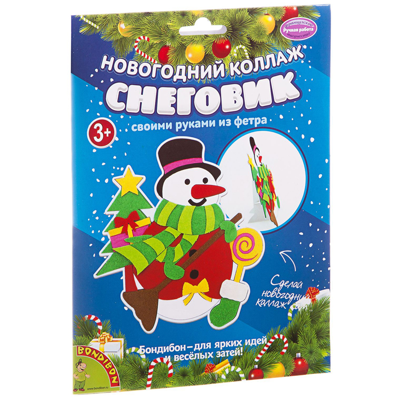 Набор для творчества Bondibon "Новогодний коллаж. Снеговик"