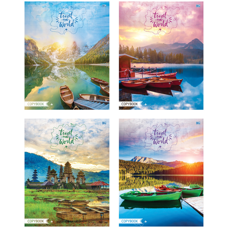 Тетрадь 96л., А5, клетка на гребне BG "Travel the world"