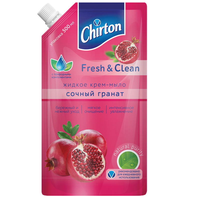 Мыло-крем жидкое Chirton "Сочный гранат", дой-пак, для дозаторов, 500мл