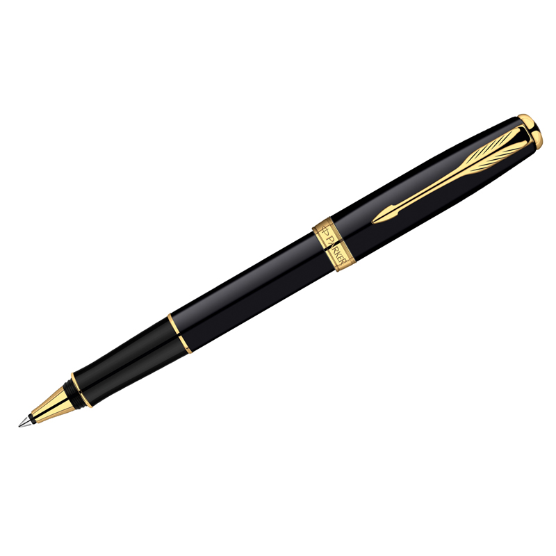 Ручка-роллер Parker "Sonnet Black Lacquer GT" черная, 0,8мм, подар.уп.