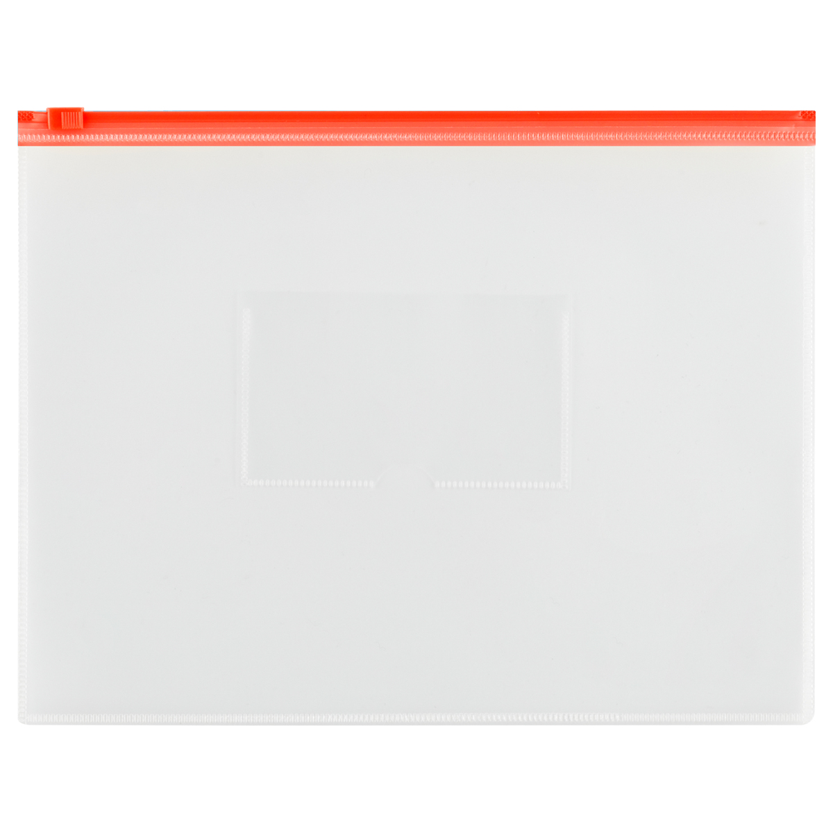 Папка-конверт на zip-молнии СТАММ А4, полипропилен, 150мкм, прозрачная, карман, молния красная