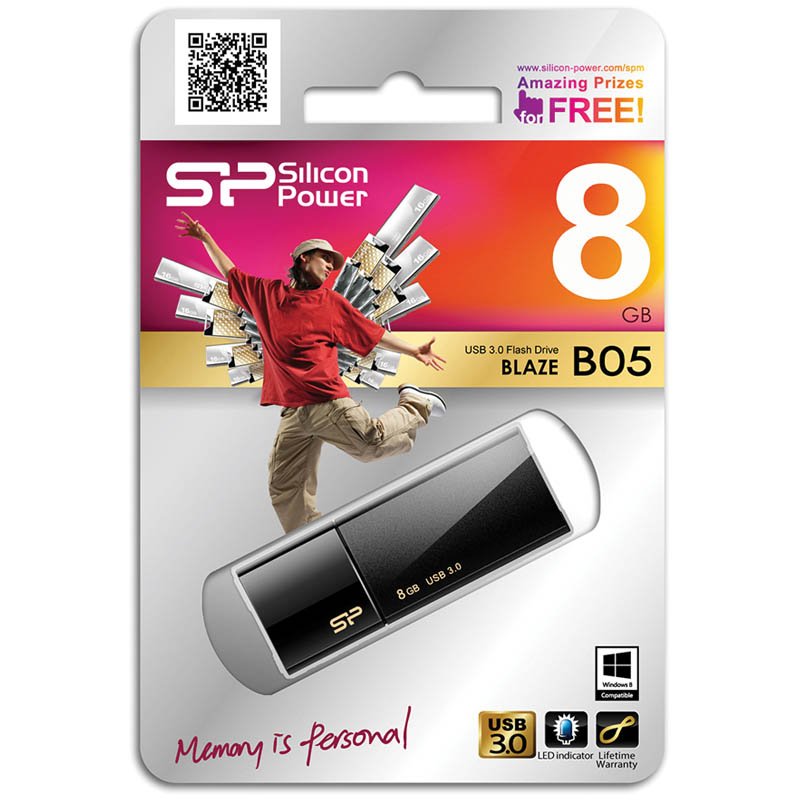 Память SiliconPower "Blaze B05"   8GB, USB3.0 Flash Drive, черный
