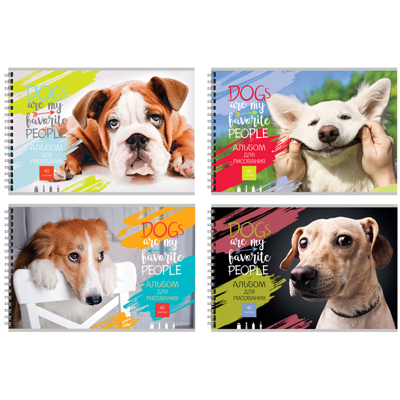 Альбом для рисования 40л., А4, на гребне BG "Dog life", эконом