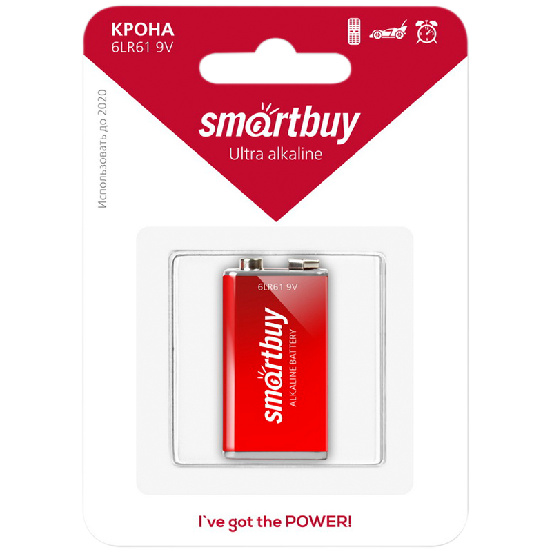 Батарейка SmartBuy MN1604 (6LR61) BC1 алкалиновая, Крона