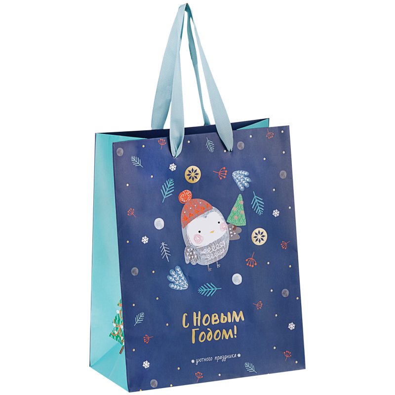 Пакет подарочный новогодний 18*23*10см MESHU "Make a wish", отд. фольгой, матовая ламинация