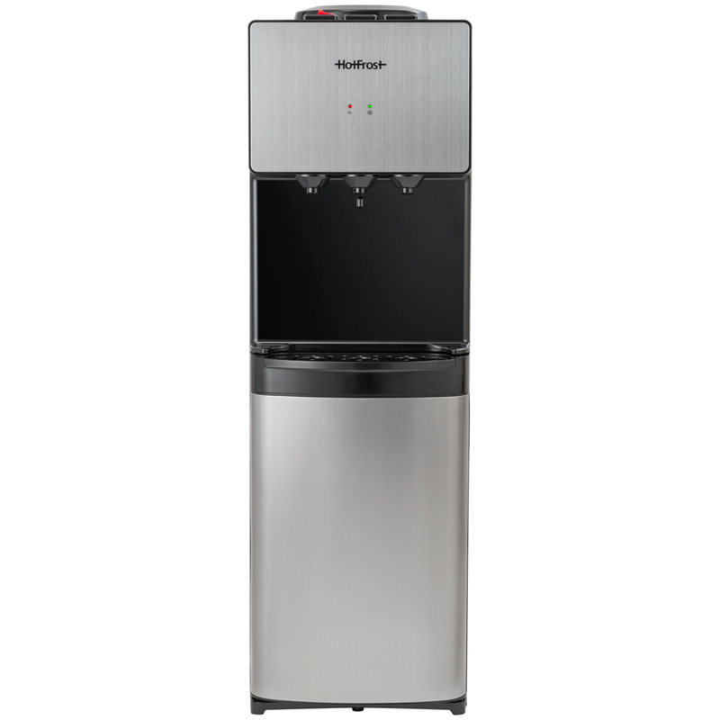 Кулер для воды напольный HotFrost V400BS, нагрев/охлаждение компрессор, с холод. шкафом, черн/серебр