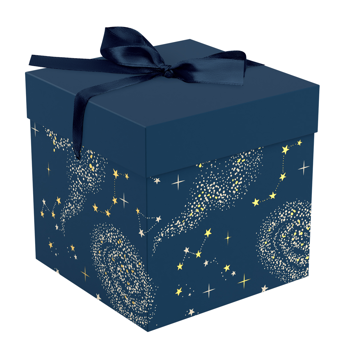 Коробка складная подарочная MESHU "Магия", (15*15*15см), с лентой, отд фольгой