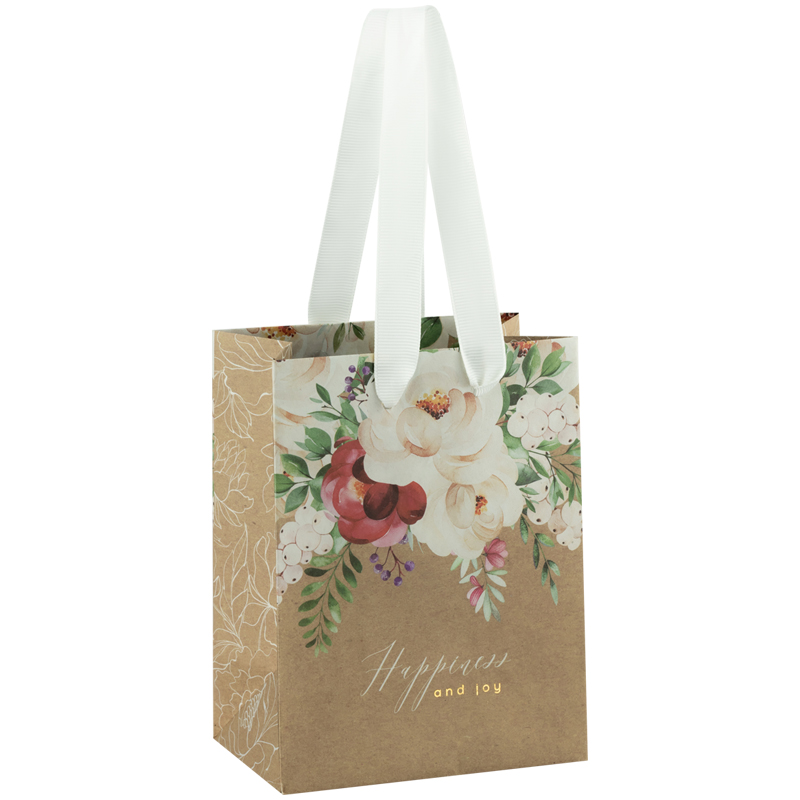 Пакет подарочный 11*14*6,5см MESHU "Fleur admirable", отд. фольгой, крафт