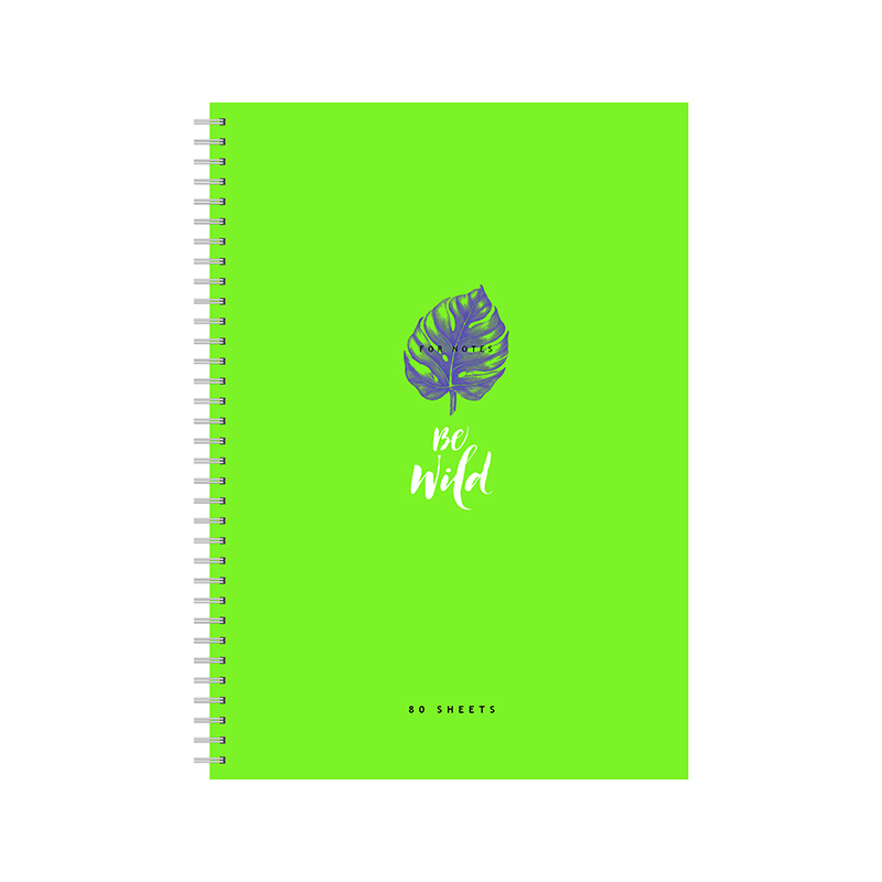Тетрадь 80л., А4, клетка, на гребне BG "Be wild", матовая ламинация, неон