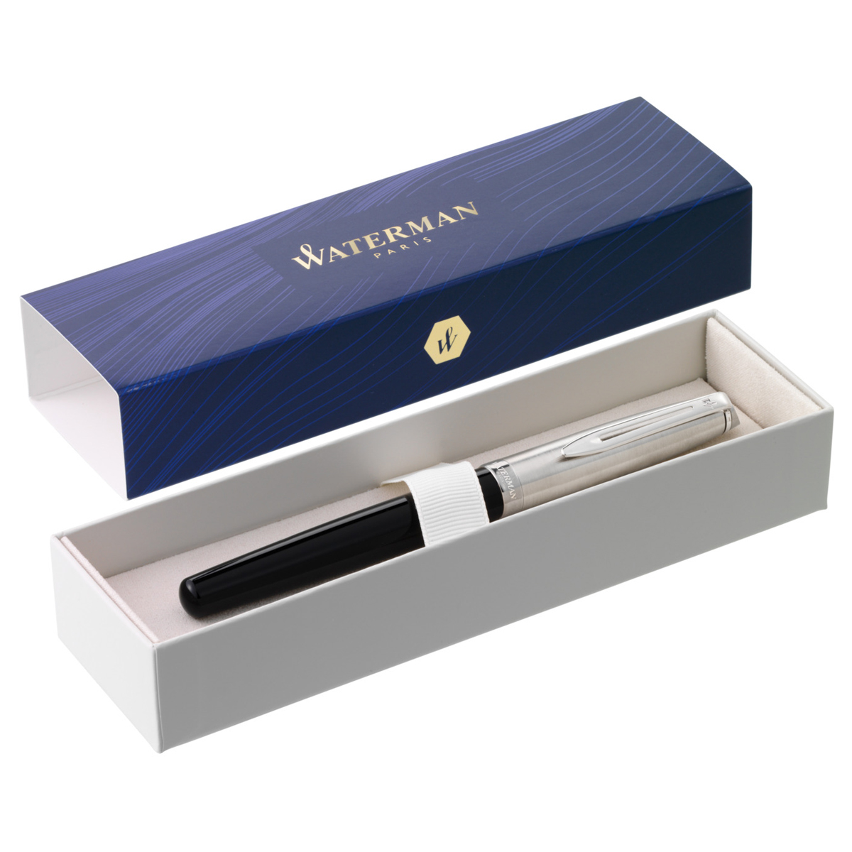 Ручка перьевая Waterman "Embleme Black СT" синяя, 0,8мм, подарочная упаковка
