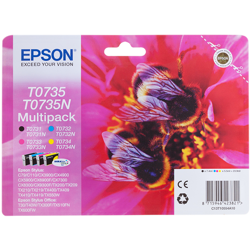 Набор картриджей ориг. Epson T0735 (Bk,C,M,Y) для C79/С110/СХ3900/4900/5900/T30/T40W