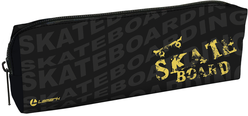 Пенал-косметичка Lamark SkateBoard black/Чёрный скейт, 1 отделение, на молнии, 19,5х7х3 см