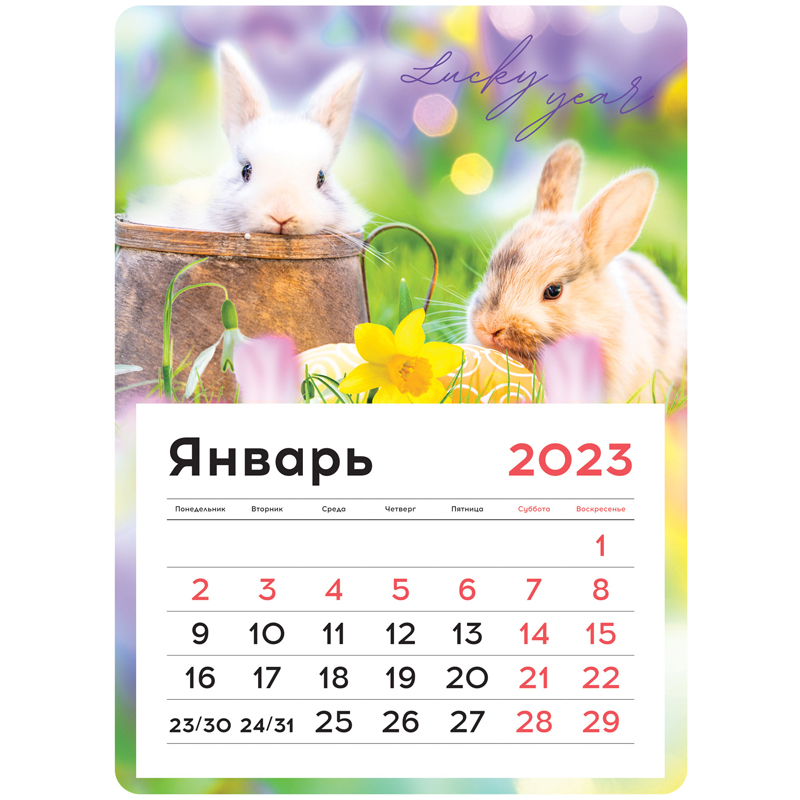 Календарь отрывной на магните 130*180мм склейка OfficeSpace "Mono - Fuzzies", 2023г.