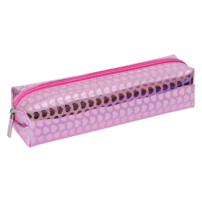 Пенал-косметичка 200*50*55 Berlingo "Metallic pink", голографический ПВХ