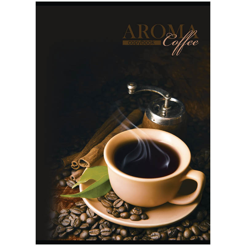 Тетрадь 80л. А4 клетка на гребне "Aroma coffee-2", матовая ламинация, выборочный лак
