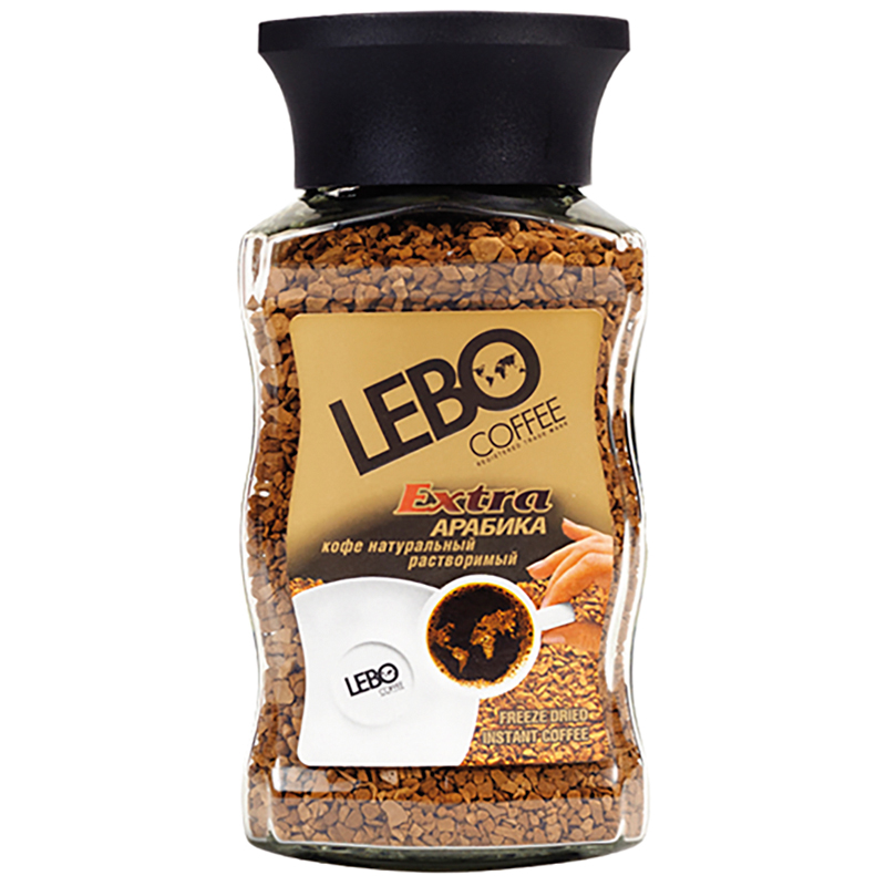 Кофе растворимый LEBO "Extra", сублимированный, стеклянная банка, 100г