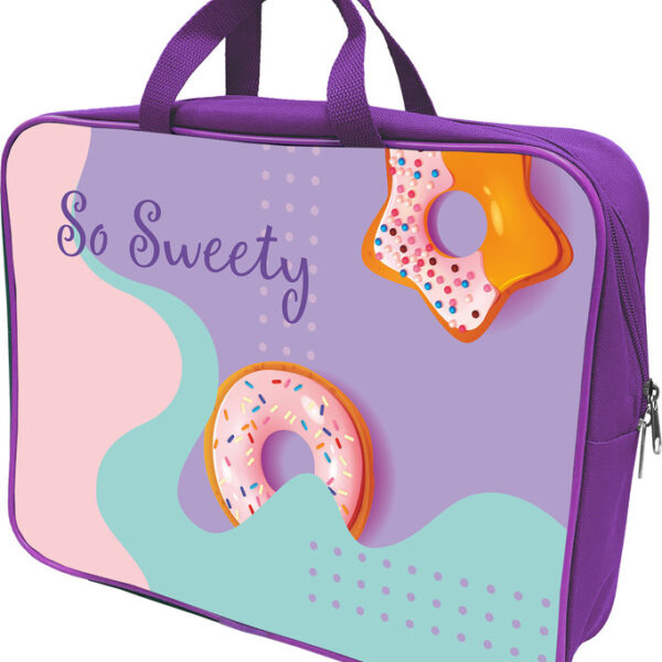 Папка-портфель Lamark So Sweety/Так мило, А4, 1 отделение, на молнии, с ручками, карман внутри, усиленное дно, печать по ткани с одной стороны