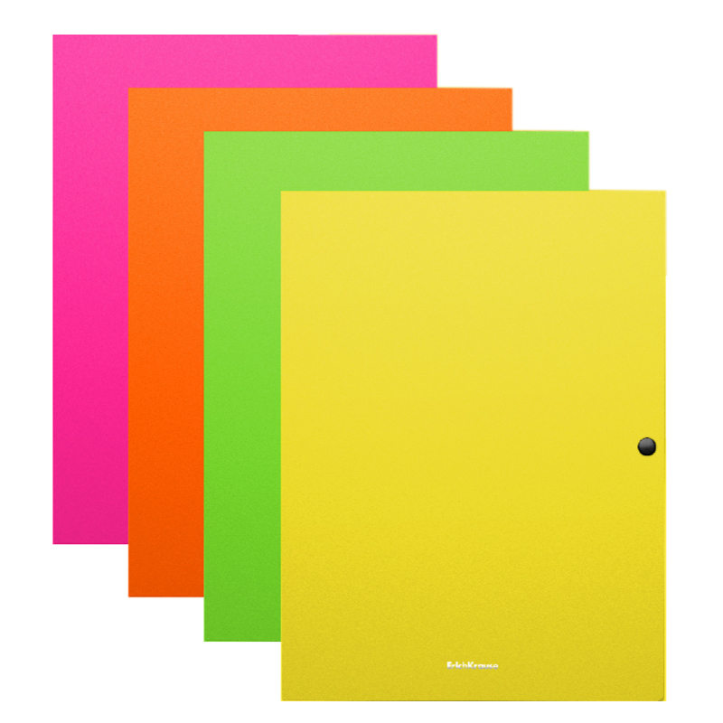 Папка на кнопке Erich Krause "Neon" А4, 500мкм, ассорти