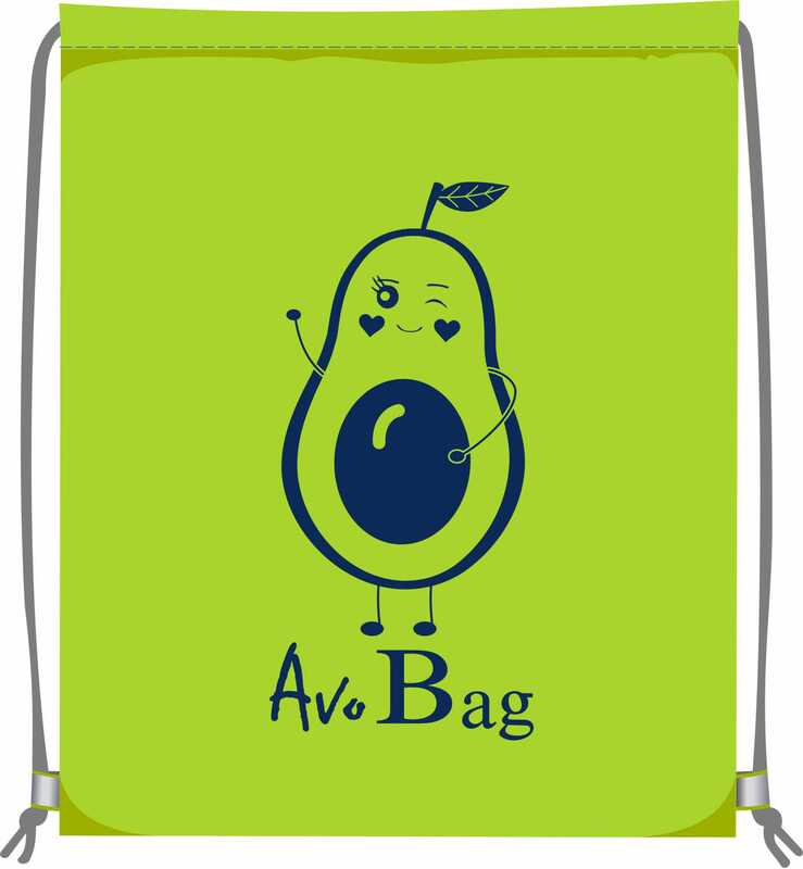 Сумка для сменной обуви Lamark "AvoBag/Сумка с авокадо", 34х42 см, на шнурке, светоотражающие элементы, цвет лайм