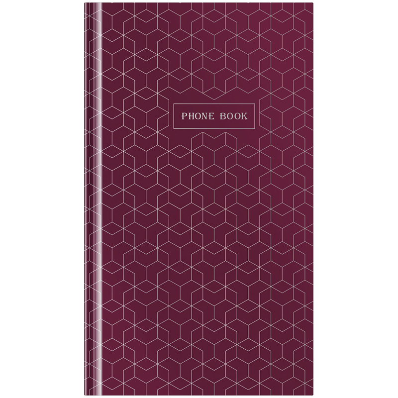 Телефонная книга А5, 80л., 7БЦ, OfficeSpace "Моноколор. Burgundy (бордовый)", выборочный УФ-лак, с высечкой