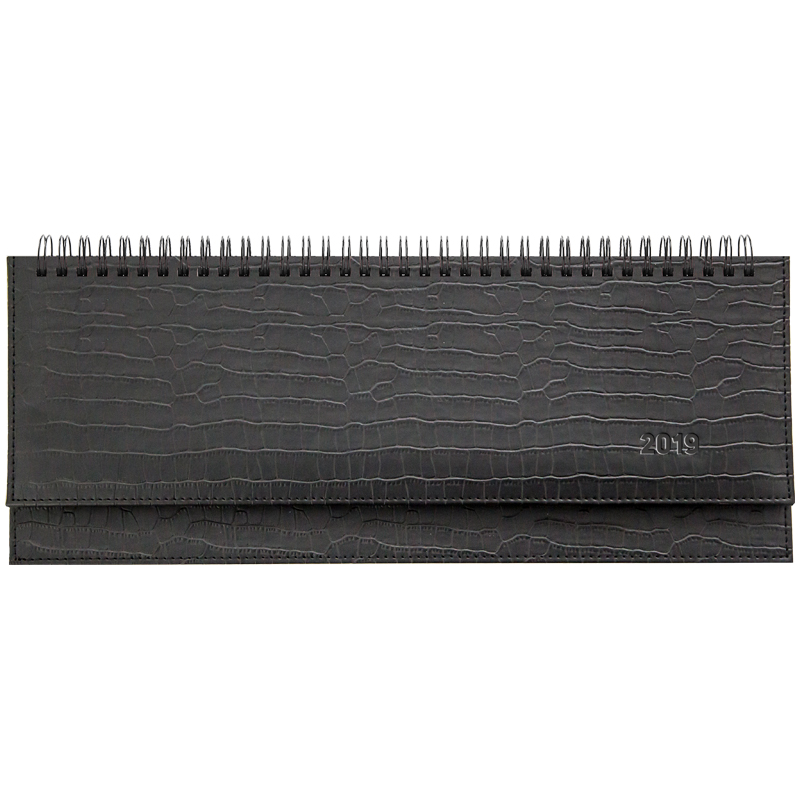 Планинг датированный 2019г., 64л., 330*130мм, кожзам, OfficeSpace "Croco", черный