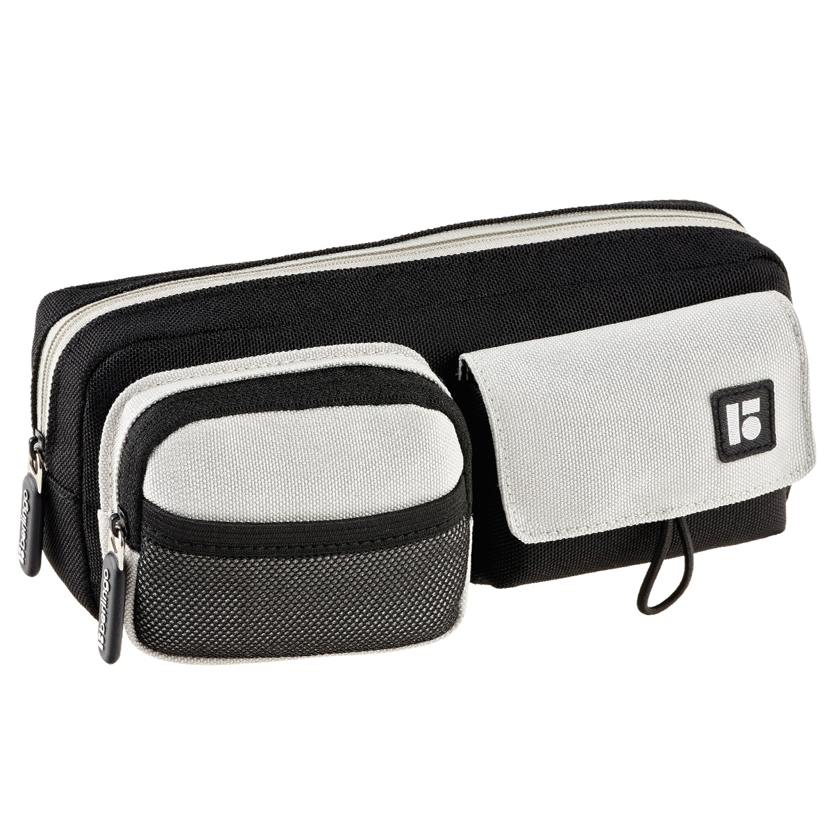 Пенал мягкий 1 отделение, 210*80*40 мм, Berlingo, "Gray pocket duo", 2 кармана, полиэстер