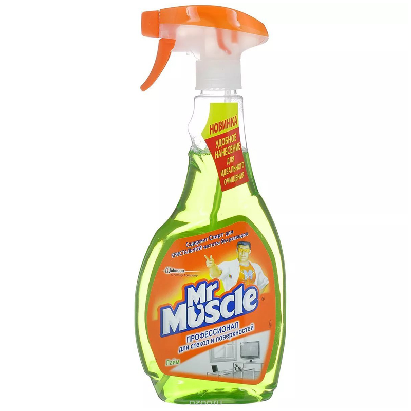 Средство для мытья стекол Mr.Muscle, лайм, 500мл, с курком