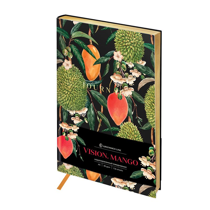 Ежедневник недатир. А5, 136л., кожзам, Greenwich Line "Vision. Mango", тон. блок