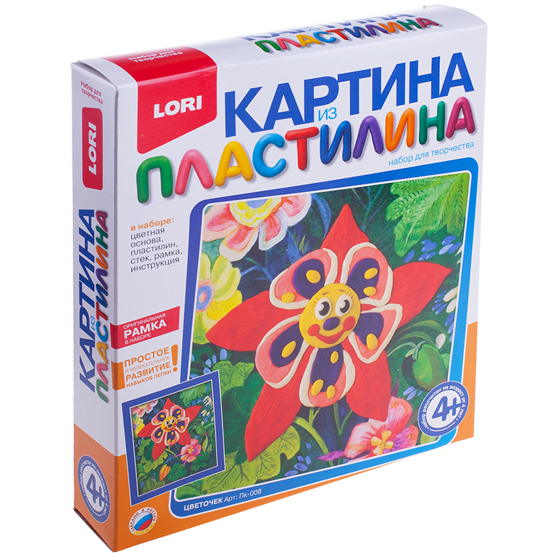 Набор для рисования пластилином Lori "Цветочек", от 4-х лет, картонная коробка