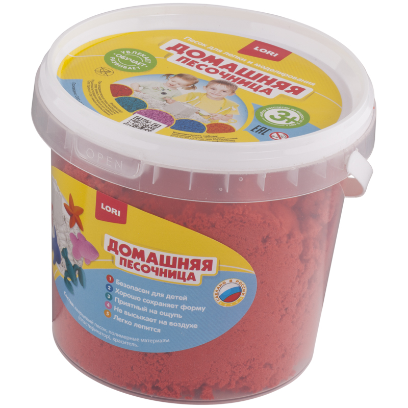 Песок для лепки Lori "Домашняя песочница", красный, 1кг