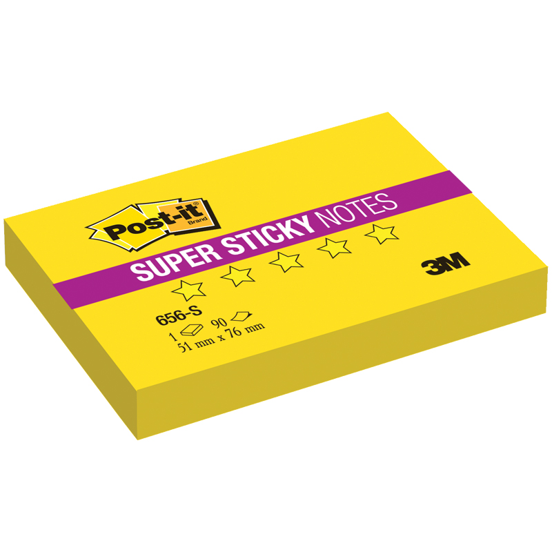 Самоклеящийся блок Post-it "Super Sticky", 51*76мм, 90л, желтый неон