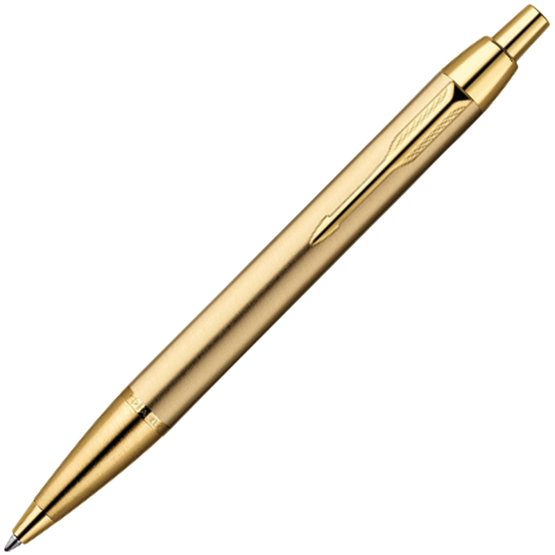 Ручка шариковая Parker "IM Brushed Metal Gold GT" синяя, кнопочн., 1,0мм, подар. уп.