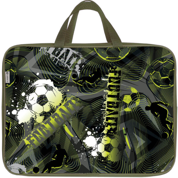 Папка-портфель Lamark Football time/Время футбола, A4, 1 отделение, 36х27х7 см, на молнии, с ручками, печать по ткани с одной стороны