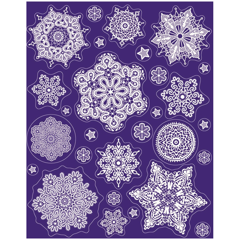 Новогоднее оконное украшение "Снежинки", кружево, 30*38см