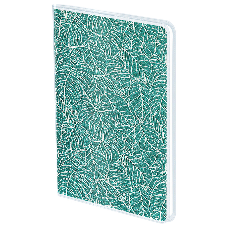 Записная книжка B6, 80л., ПВХ+глиттер, Greenwich Line "Tropical leaves"