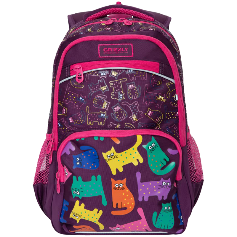 Рюкзак Grizzly, 28*39*19см, 2 отделения, 4 кармана, анатомическая спинка, фиолетовый