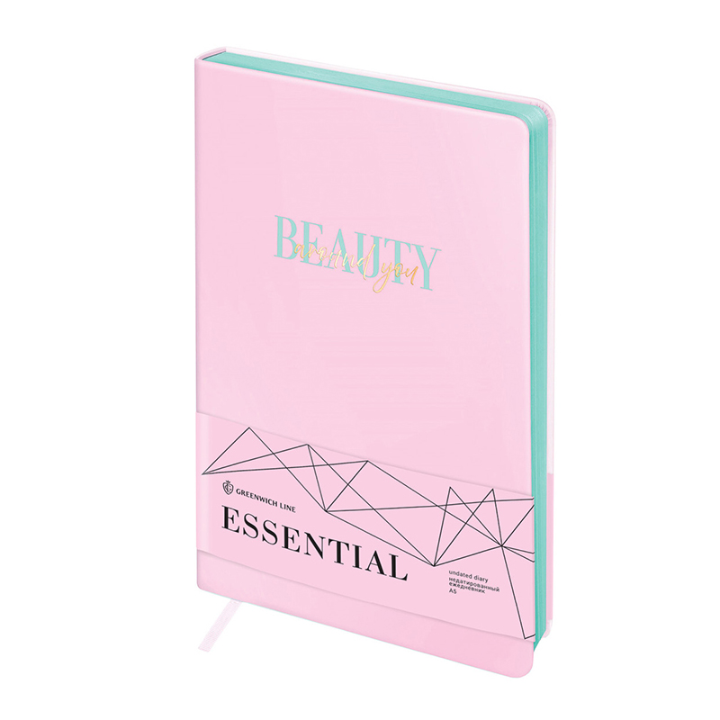 Ежедневник недатир. А5, 136л., кожзам, Greenwich Line "Essential. Pink", тон. блок, цв. срез