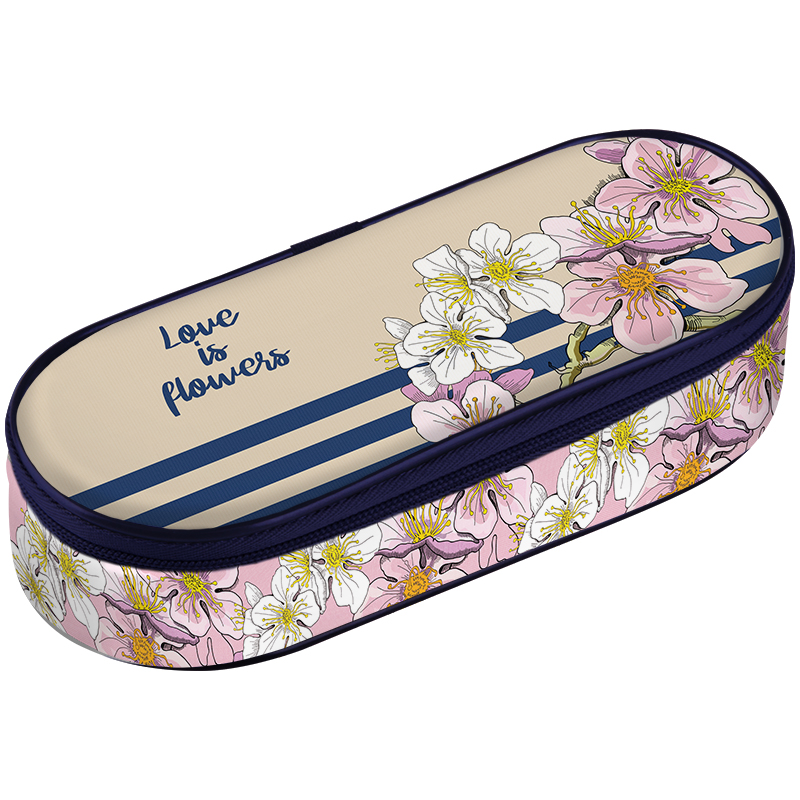 Пенал мягкий корпусный 210*85*50 Berlingo "Flowers", полиэстер