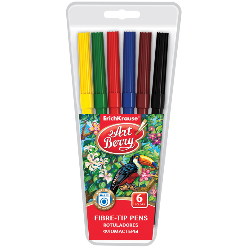 Фломастеры ArtBerry "Super Washable", 06цв., смываемые, блистер