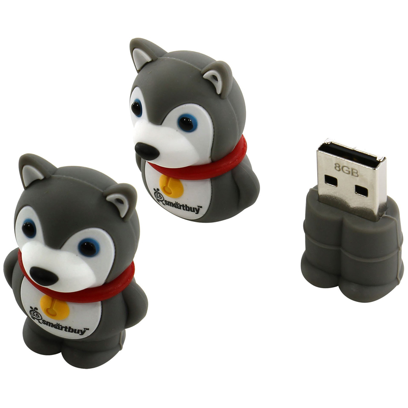 Память Smart Buy "Wild series" Собака 8GB USB 2.0, серый