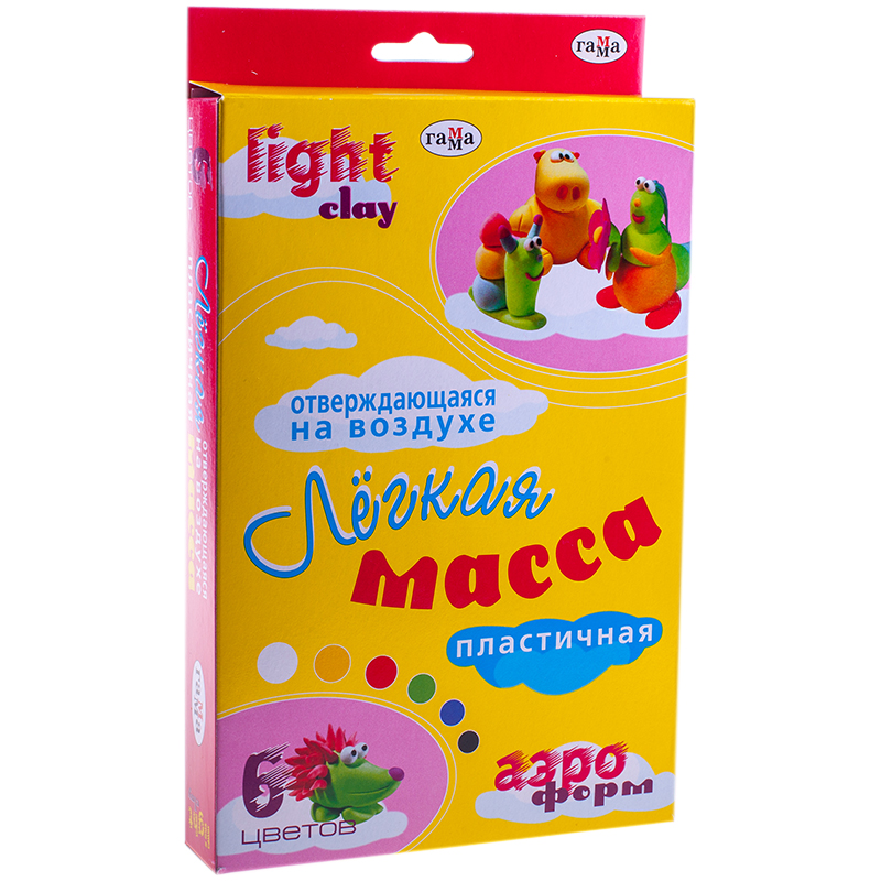 Масса для лепки Гамма "АЭРОформ", 06 цветов*15гр, картон, европодвес