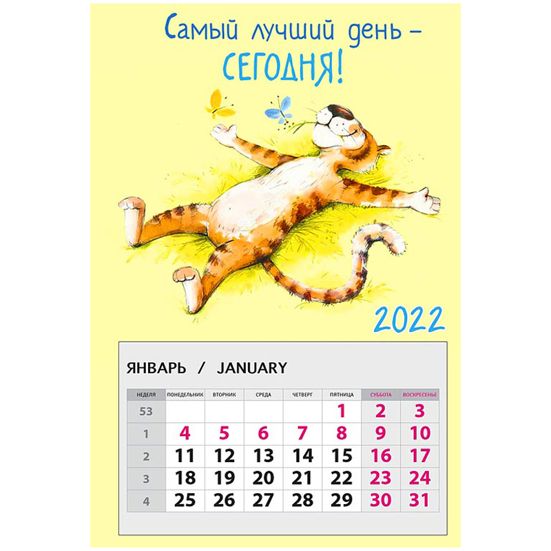 Календарь отрывной на магните 95*145мм, склейка, Арт и Дизайн "Самый лучший день - сегодня", 2022г