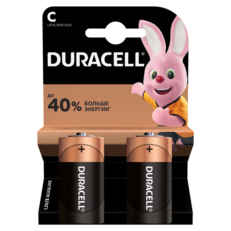 УЦЕНКА-Батарейка Duracell Basic C (LR14) алкалиновая, 2BL