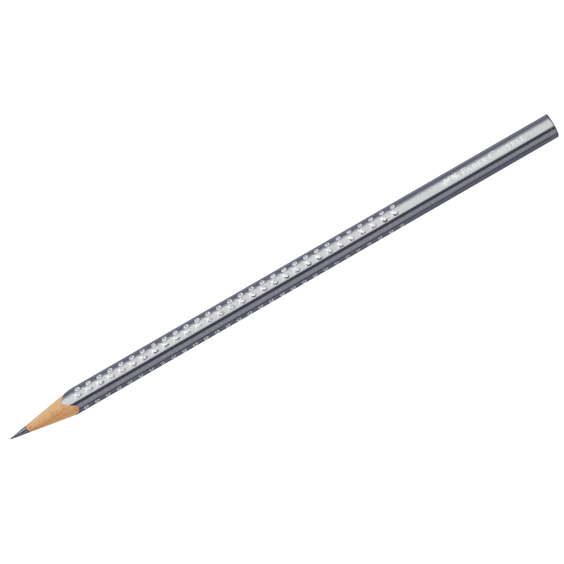 Карандаш ч/г Faber-Castell "Sparkle" B, трехгран., заточен., корпус серебряный