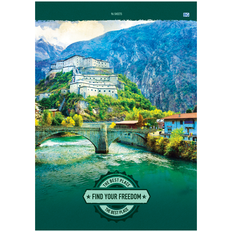 Тетрадь 96л., А4, клетка на гребне BG "The best place"